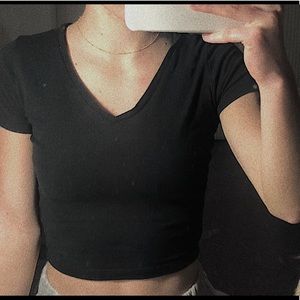 Wild Fable Black Simple Crop Top